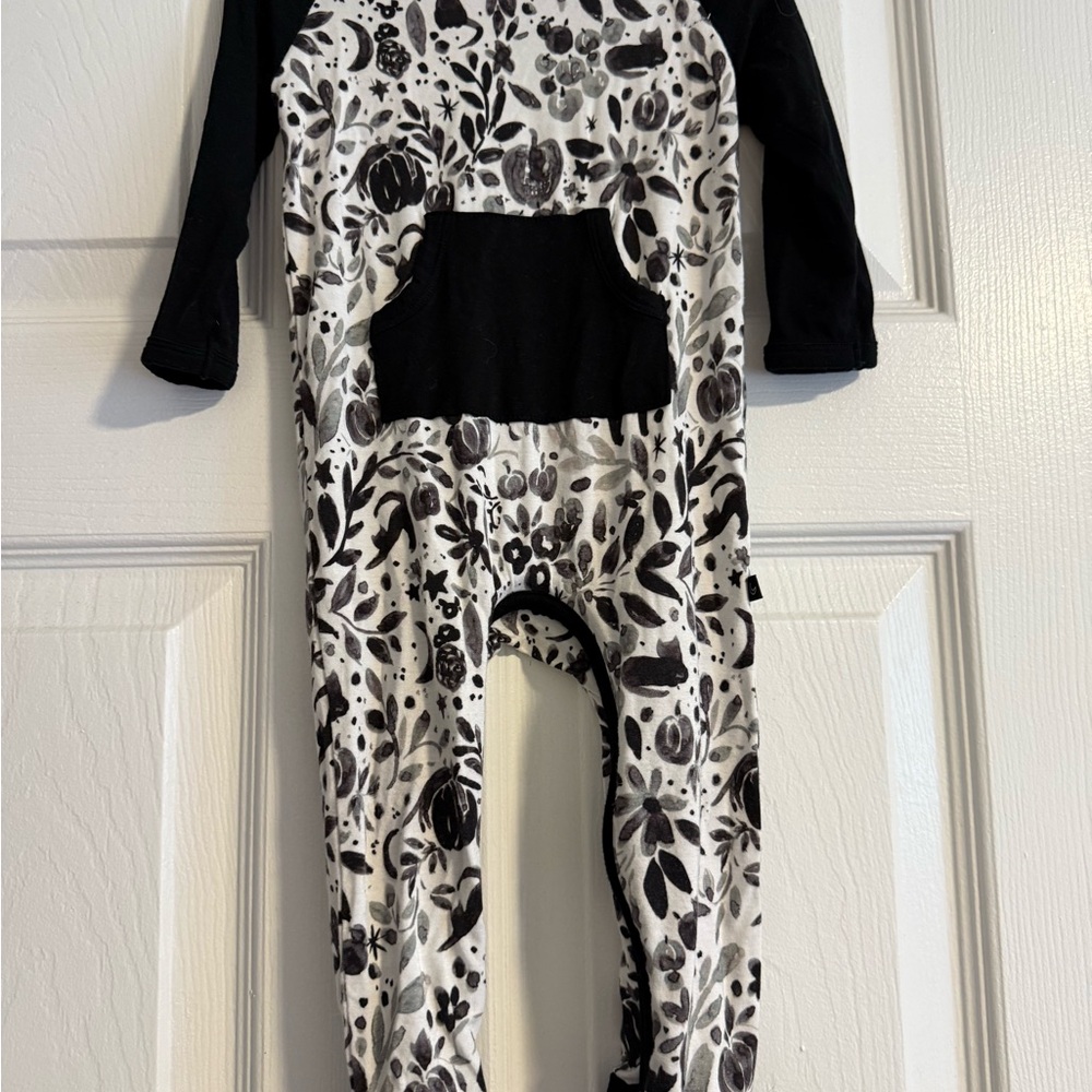 Monochrome Floral Baby Romper